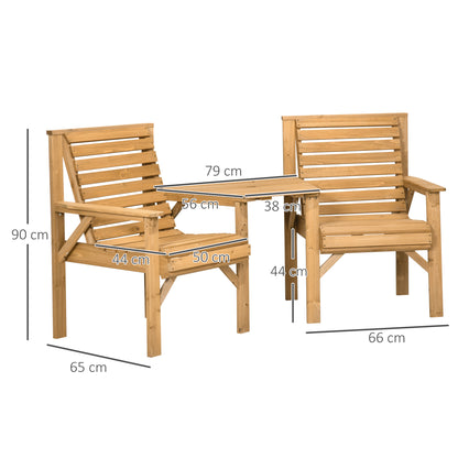 3-Piece Weatherproof Wooden Bistro Set – Slatted Design with Umbrella Hole, Brown (Pine)