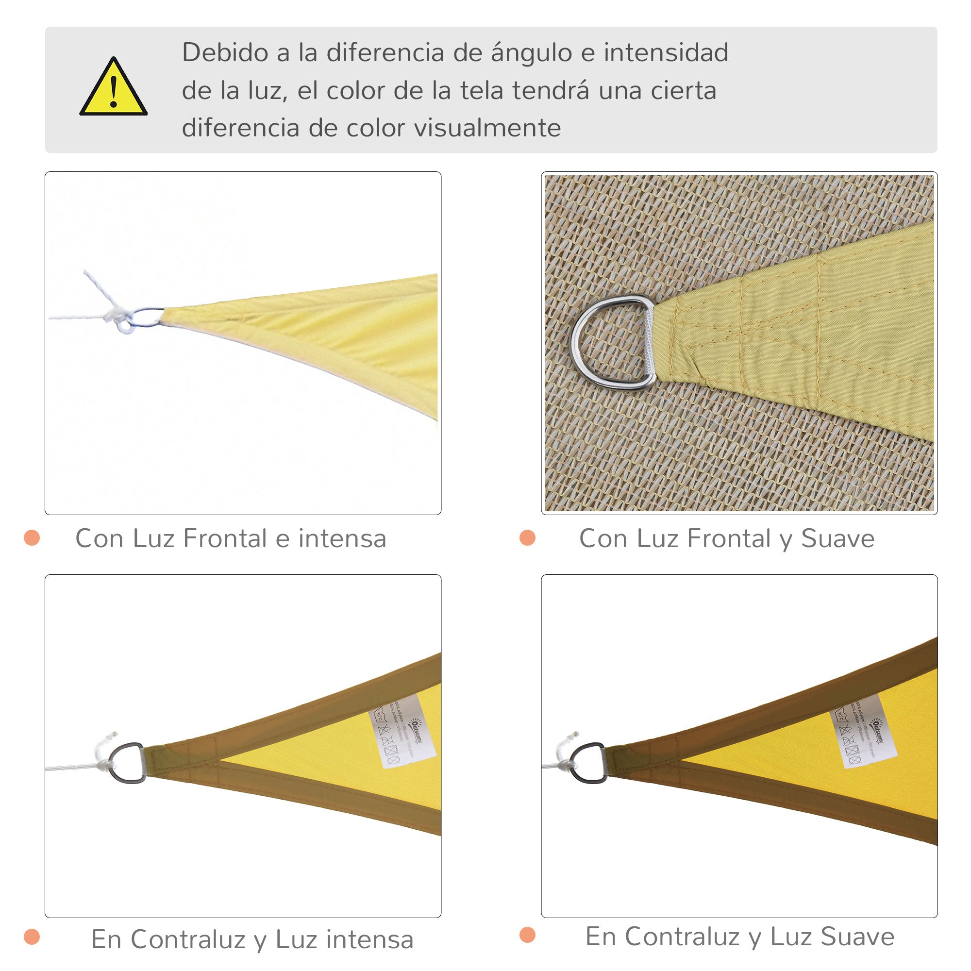 Beige Shade Sail Sun Canopy Triangle Polyester Fabric Garden Beach Camping Shade (various colors and sizes), 6x6x6 meters, beige