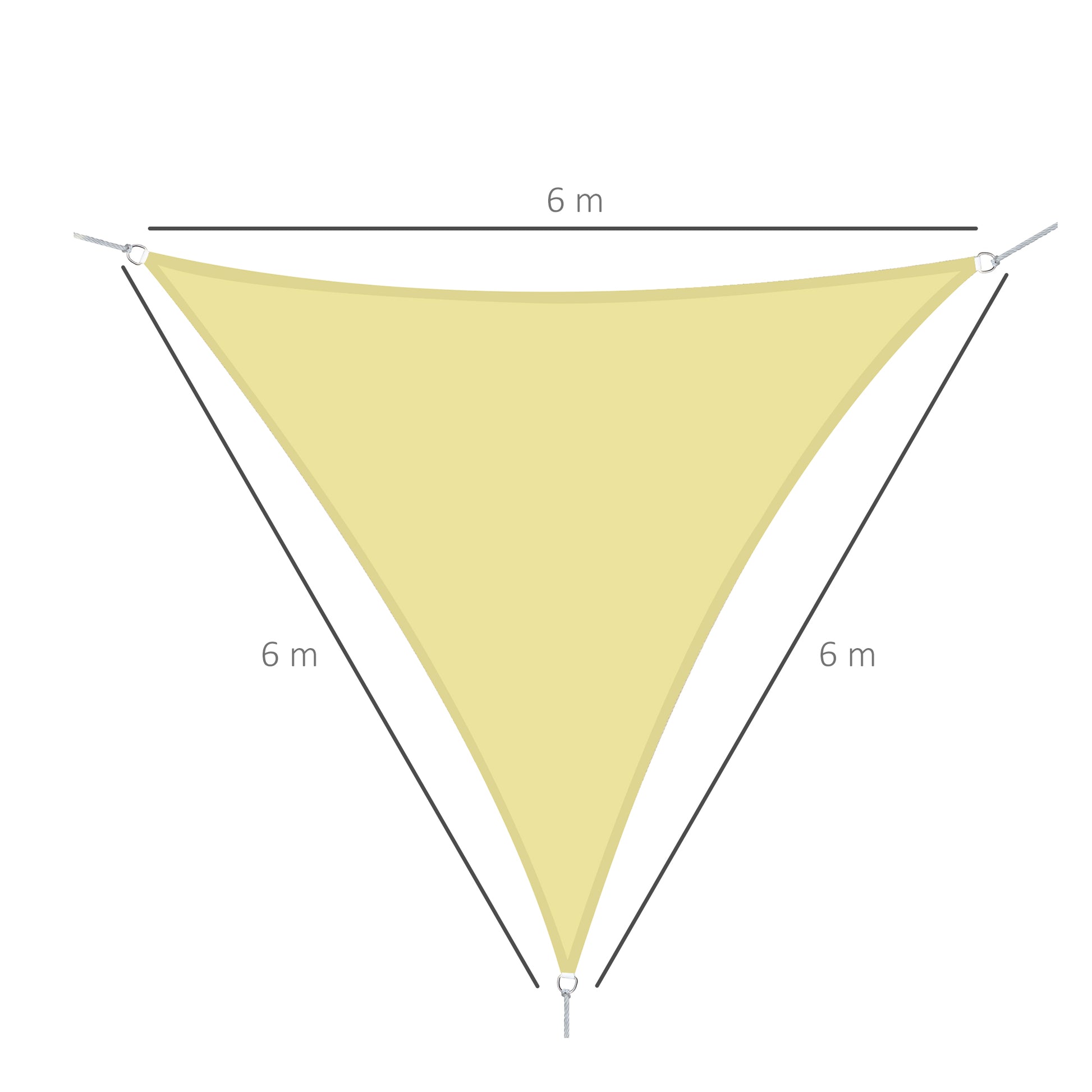Beige Shade Sail Sun Canopy Triangle Polyester Fabric Garden Beach Camping Shade (various colors and sizes), 6x6x6 meters, beige