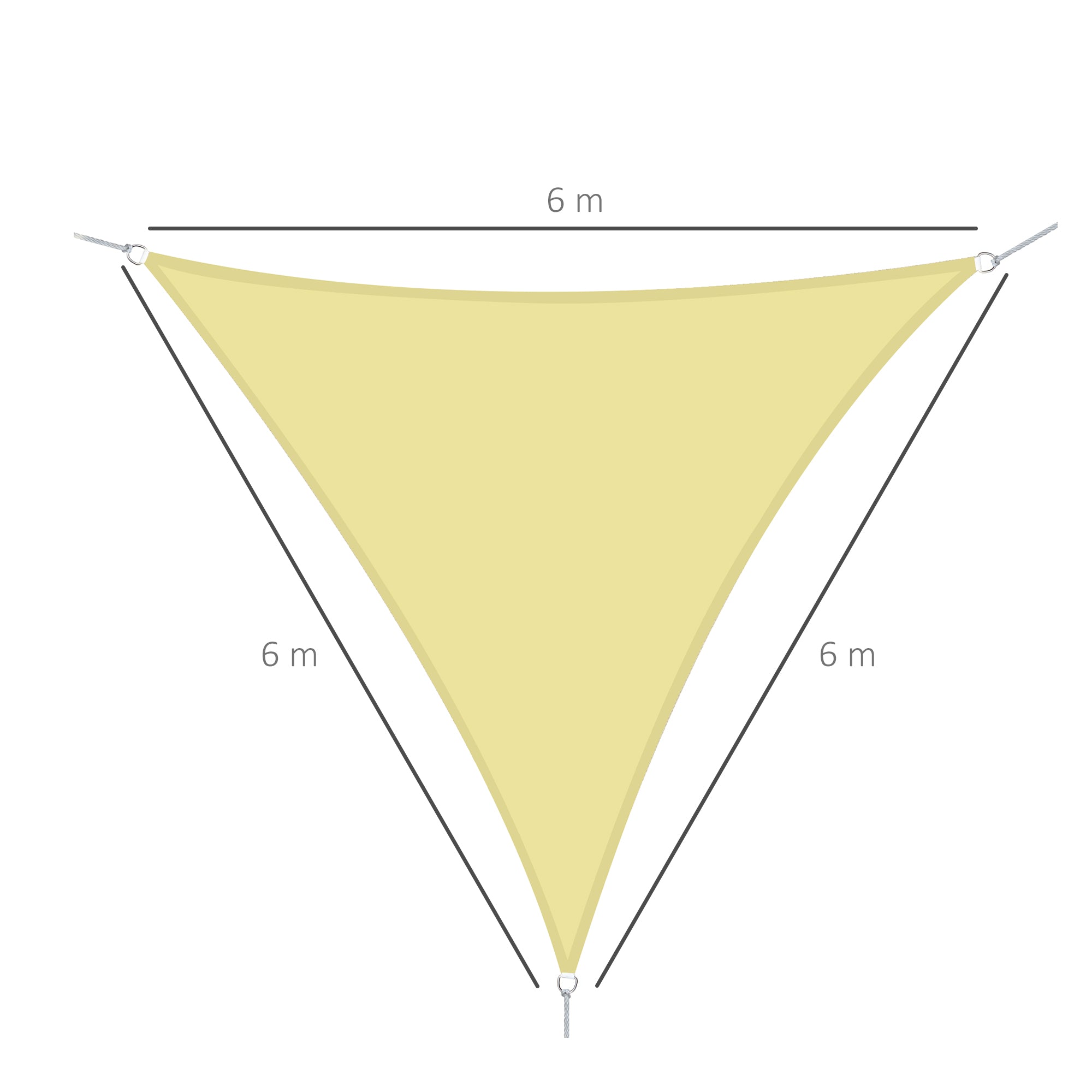 Beige Shade Sail Sun Canopy Triangle Polyester Fabric Garden Beach Camping Shade (various colors and sizes), 6x6x6 meters, beige