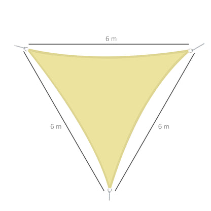 Beige Shade Sail Sun Canopy Triangle Polyester Fabric Garden Beach Camping Shade (various colors and sizes), 6x6x6 meters, beige
