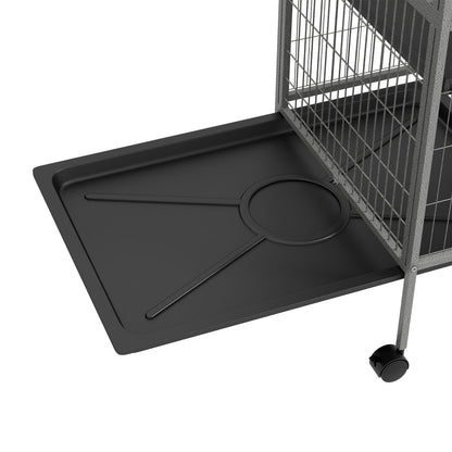 Multifunctional Rodent Cage 4 Platforms 3 Ramps 4 Doors dim. 80L x 52W x 159H cm Grey Silver Black Steel