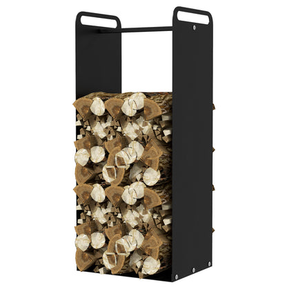 Firewood Rack 37 x 30 x 90 cm Wood Storage with Handles, Firewood Rack for Outdoor, Indoor, up to 30 kg, Steel, Black