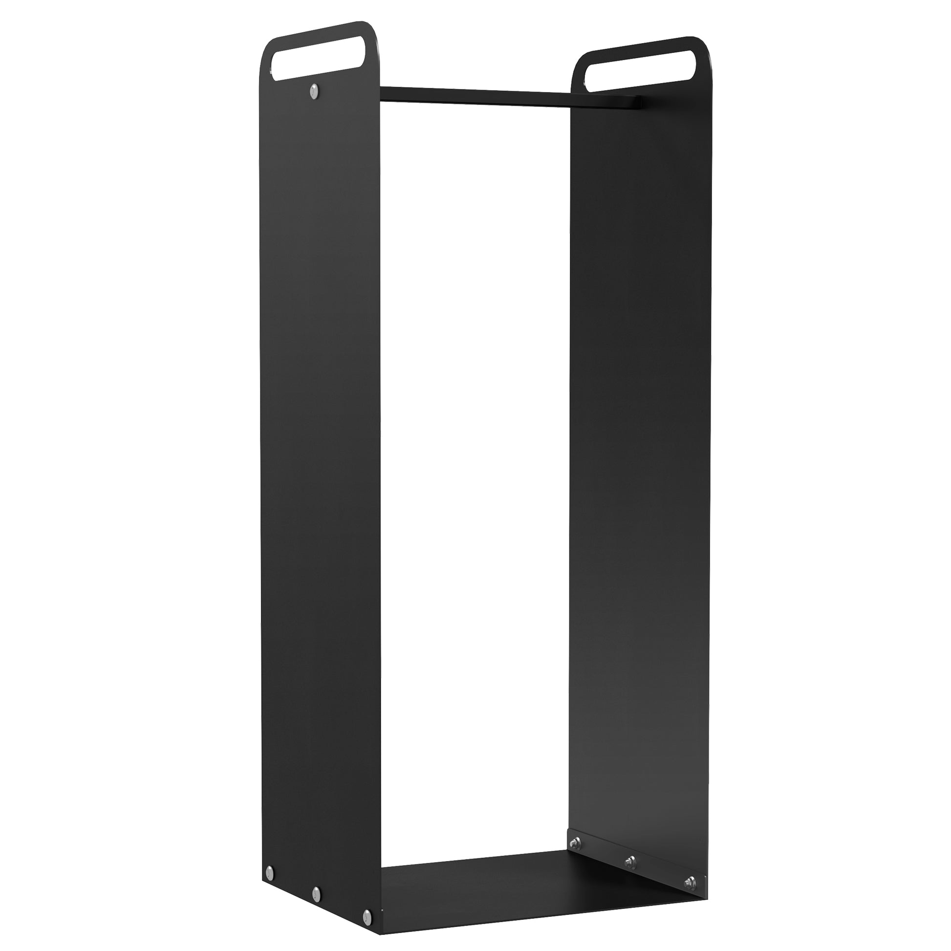 Firewood Rack 37 x 30 x 90 cm Wood Storage with Handles, Firewood Rack for Outdoor, Indoor, up to 30 kg, Steel, Black