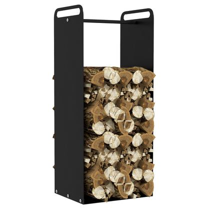 Firewood Rack 37 x 30 x 90 cm Wood Storage with Handles, Firewood Rack for Outdoor, Indoor, up to 30 kg, Steel, Black
