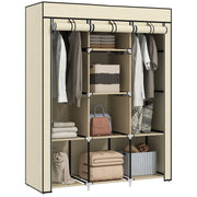 Fabric Wardrobe, Clothes Closet with Clothes Rails, 8 Levels, Foldable Wardrobe, Foldable Wardrobe for Bedroom, Hallway, Non-Woven Fabric, Cream White, 125 x 43 x 162.5 cm
