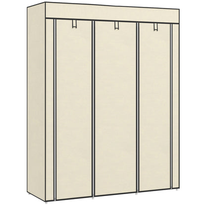 Fabric Wardrobe, Clothes Closet with Clothes Rails, 8 Levels, Foldable Wardrobe, Foldable Wardrobe for Bedroom, Hallway, Non-Woven Fabric, Cream White, 125 x 43 x 162.5 cm