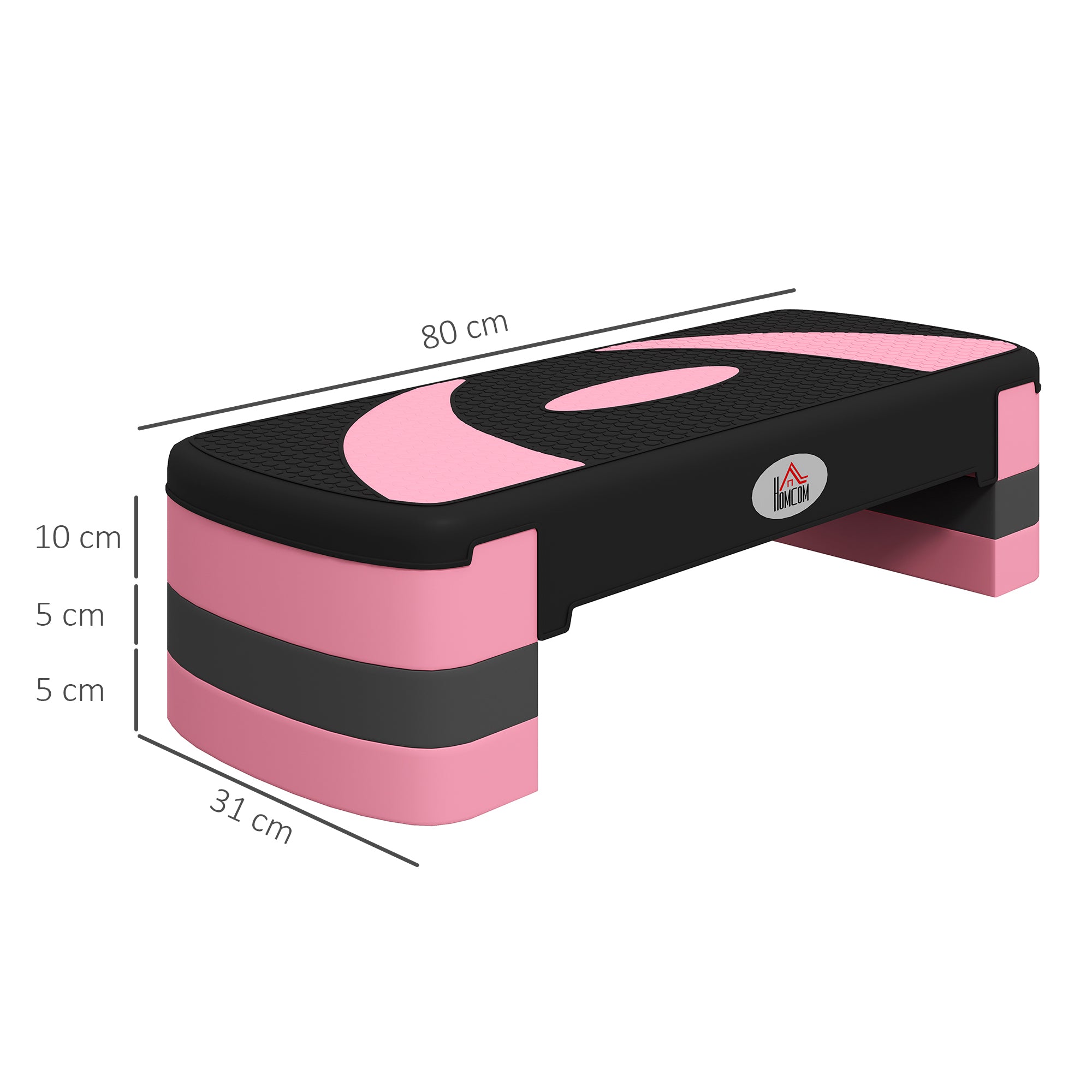 Height-Adjustable Fitness Stepper with 3 Levels (10/15/20 cm) Non-Slip Step bench Capacity up to 150 kg for Home Gym Pink