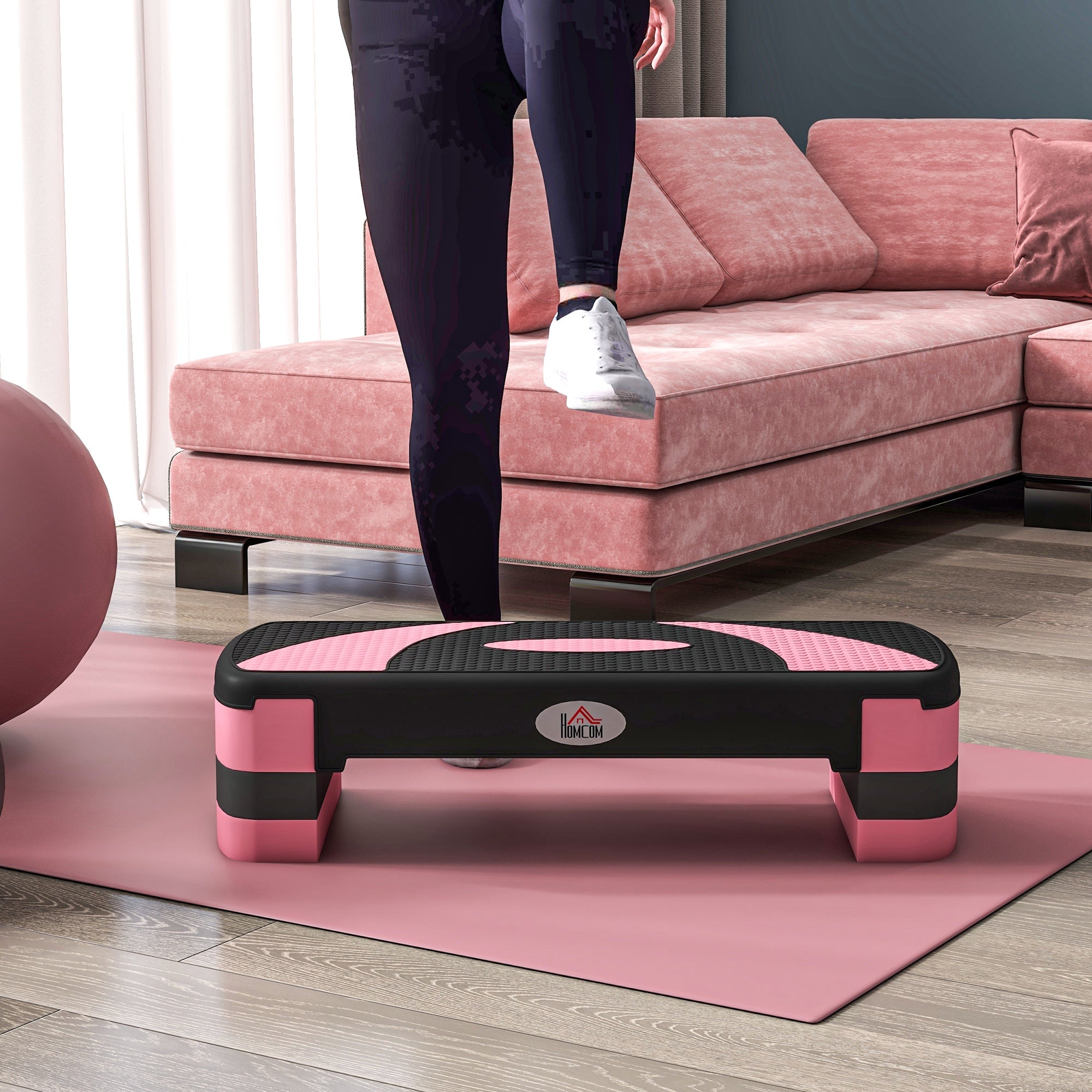 Height-Adjustable Fitness Stepper with 3 Levels (10/15/20 cm) Non-Slip Step bench Capacity up to 150 kg for Home Gym Pink