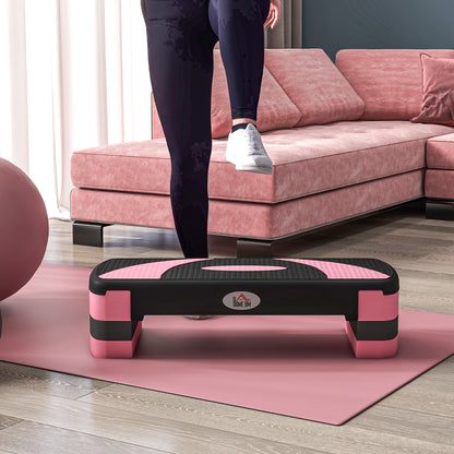 Height-Adjustable Fitness Stepper with 3 Levels (10/15/20 cm) Non-Slip Step bench Capacity up to 150 kg for Home Gym Pink