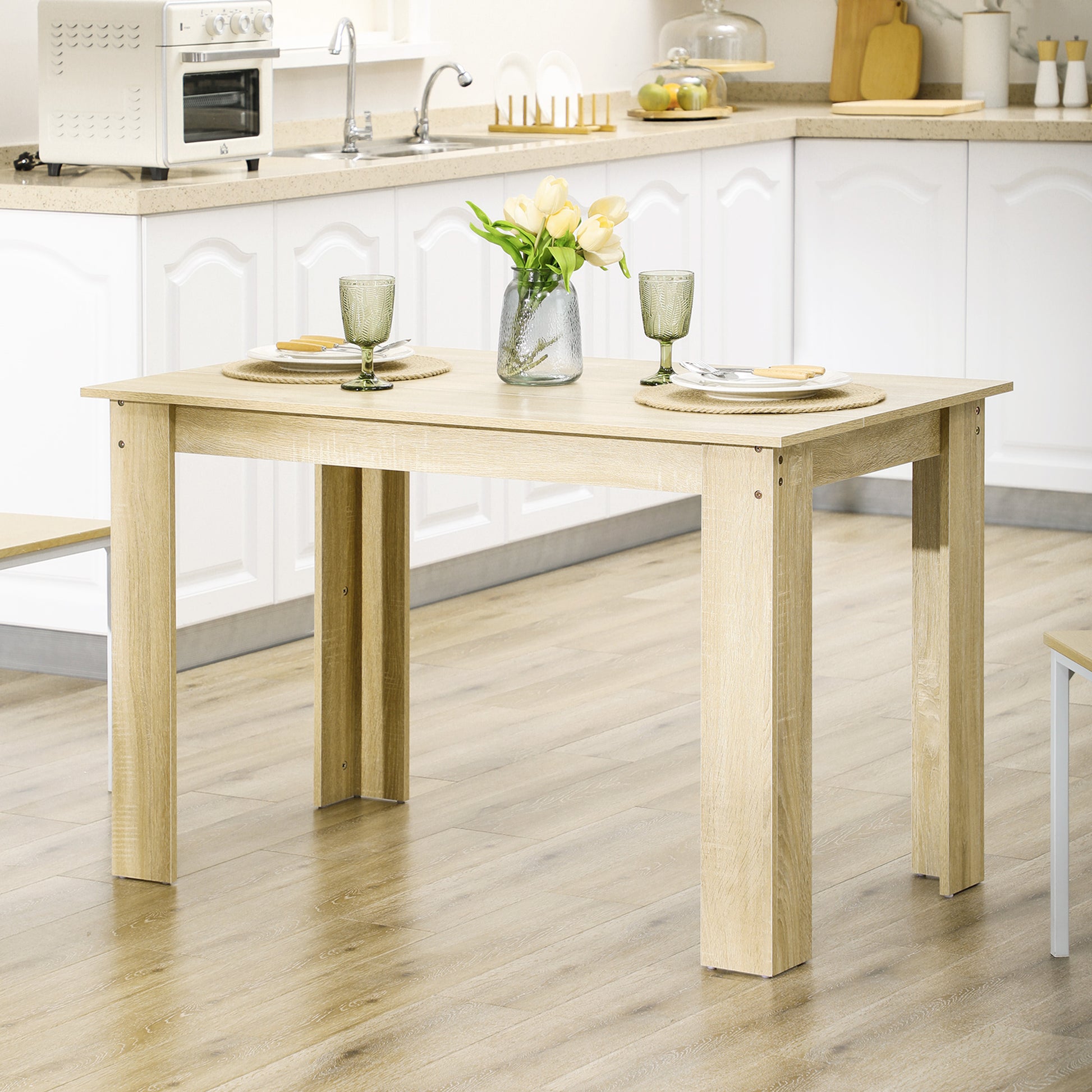 Dining Table for 4-6 People Rectangular Kitchen Table Modern Style 110 lbs Load Capacity 47.2"L x 27.2"W x 29.5"H Oak