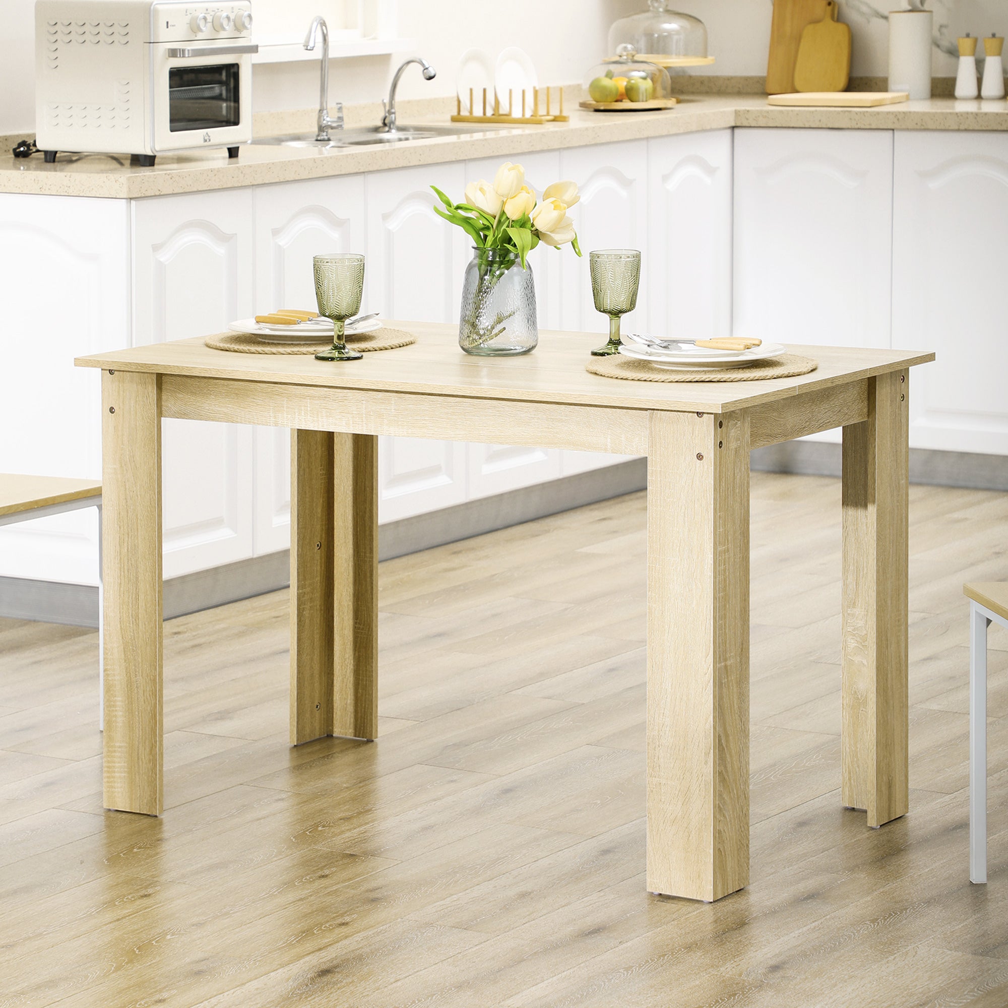 Dining Table for 4-6 People Rectangular Kitchen Table Modern Style 110 lbs Load Capacity 47.2"L x 27.2"W x 29.5"H Oak