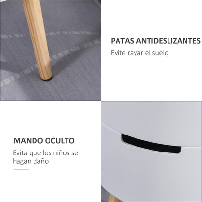 Modern Living Room Side Table Nightstand with Removable Top 2 Storage Spaces and Wooden Legs for Bedroom Sofa Corner Ø38x48.3 cm