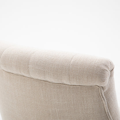 Armchair Living Room Relax Armchair Lounge Armchair Recliner with Back Pillow, Wooden Legs, Reading Armchair with Linen Look, Upholstered Armchair for Bedroom, Cream