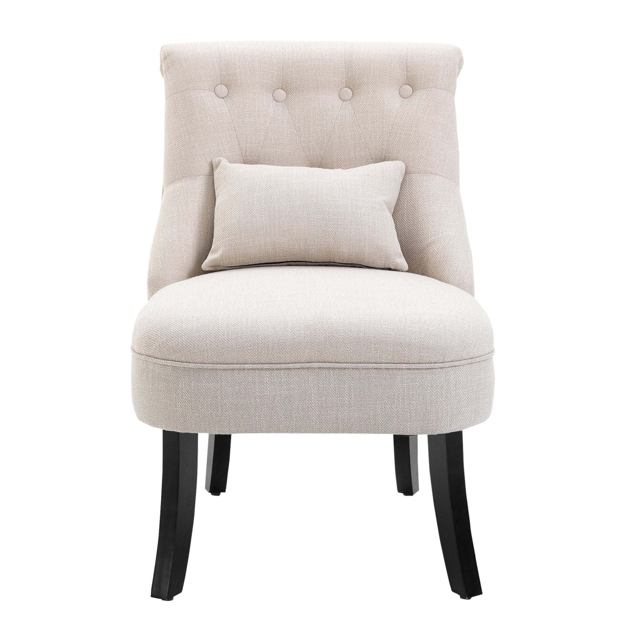 Armchair Living Room Relax Armchair Lounge Armchair Recliner with Back Pillow, Wooden Legs, Reading Armchair with Linen Look, Upholstered Armchair for Bedroom, Cream