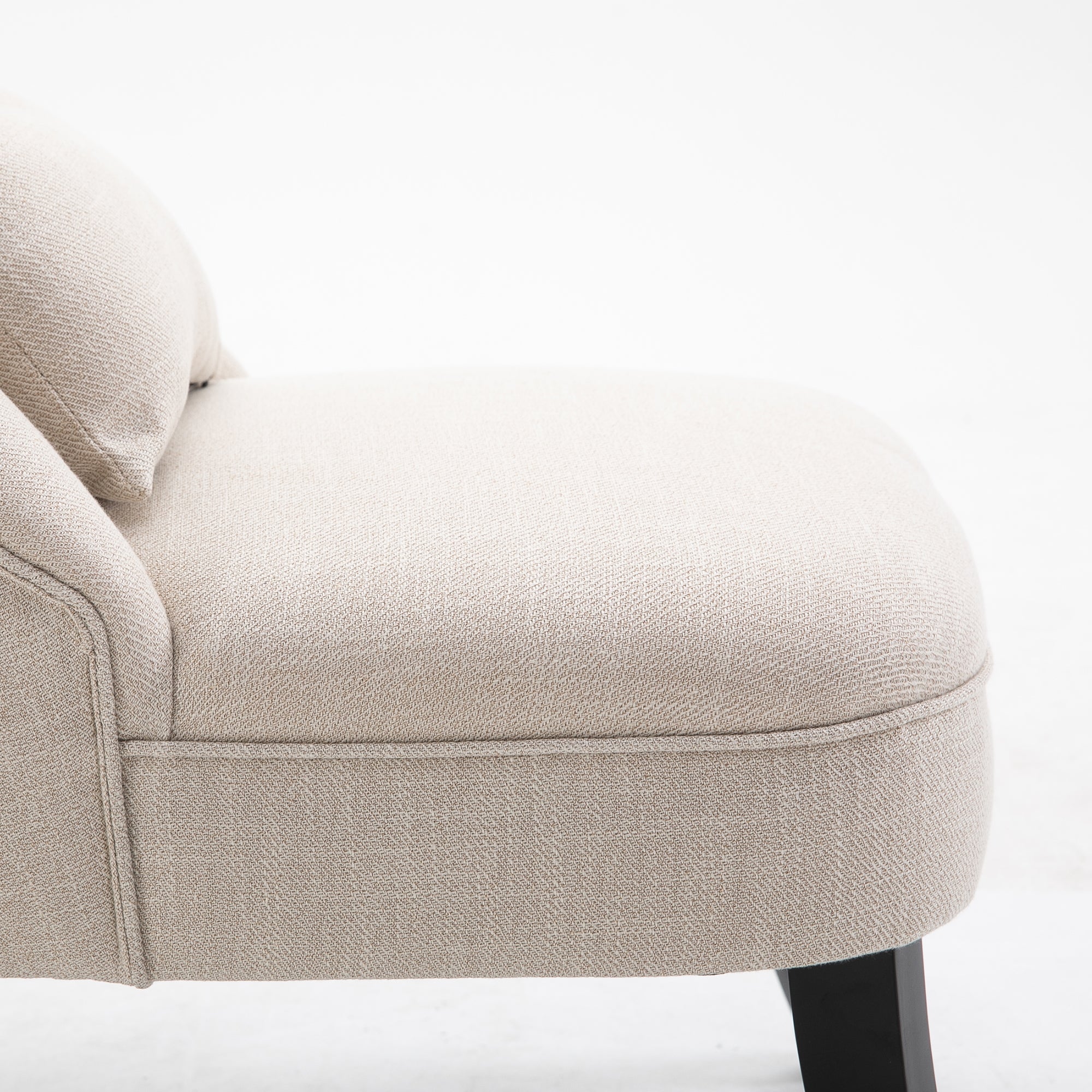 Armchair Living Room Relax Armchair Lounge Armchair Recliner with Back Pillow, Wooden Legs, Reading Armchair with Linen Look, Upholstered Armchair for Bedroom, Cream