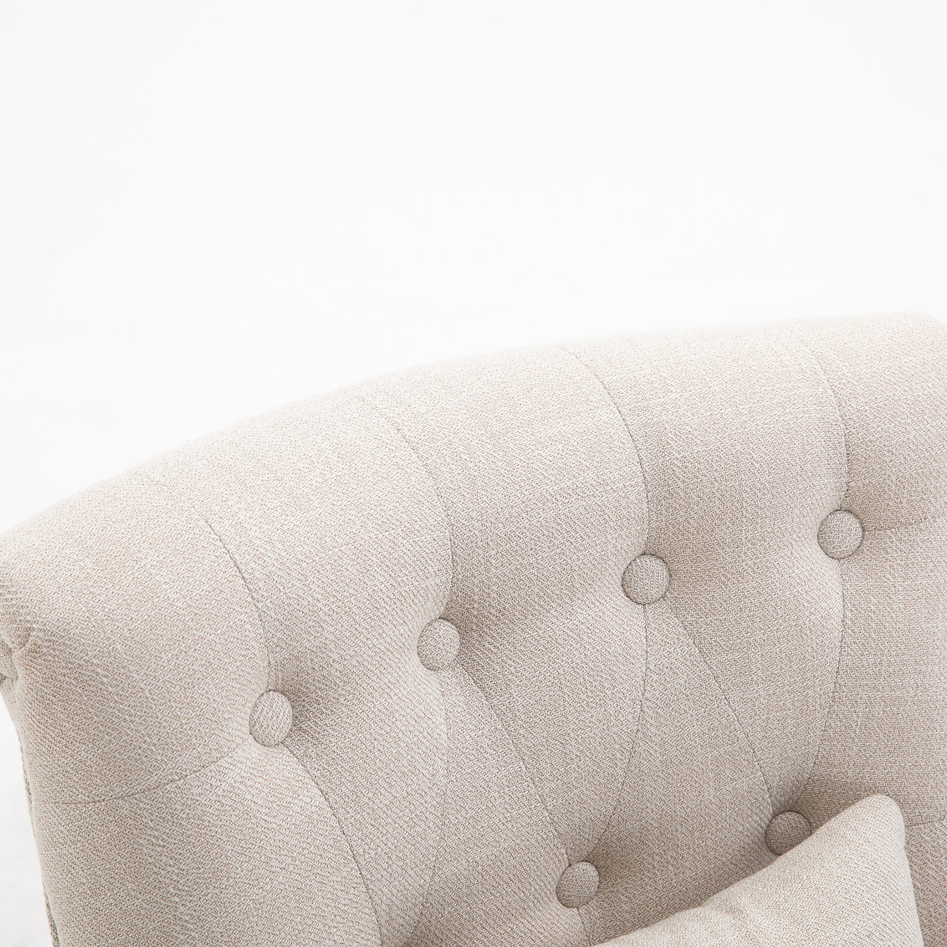 Armchair Living Room Relax Armchair Lounge Armchair Recliner with Back Pillow, Wooden Legs, Reading Armchair with Linen Look, Upholstered Armchair for Bedroom, Cream