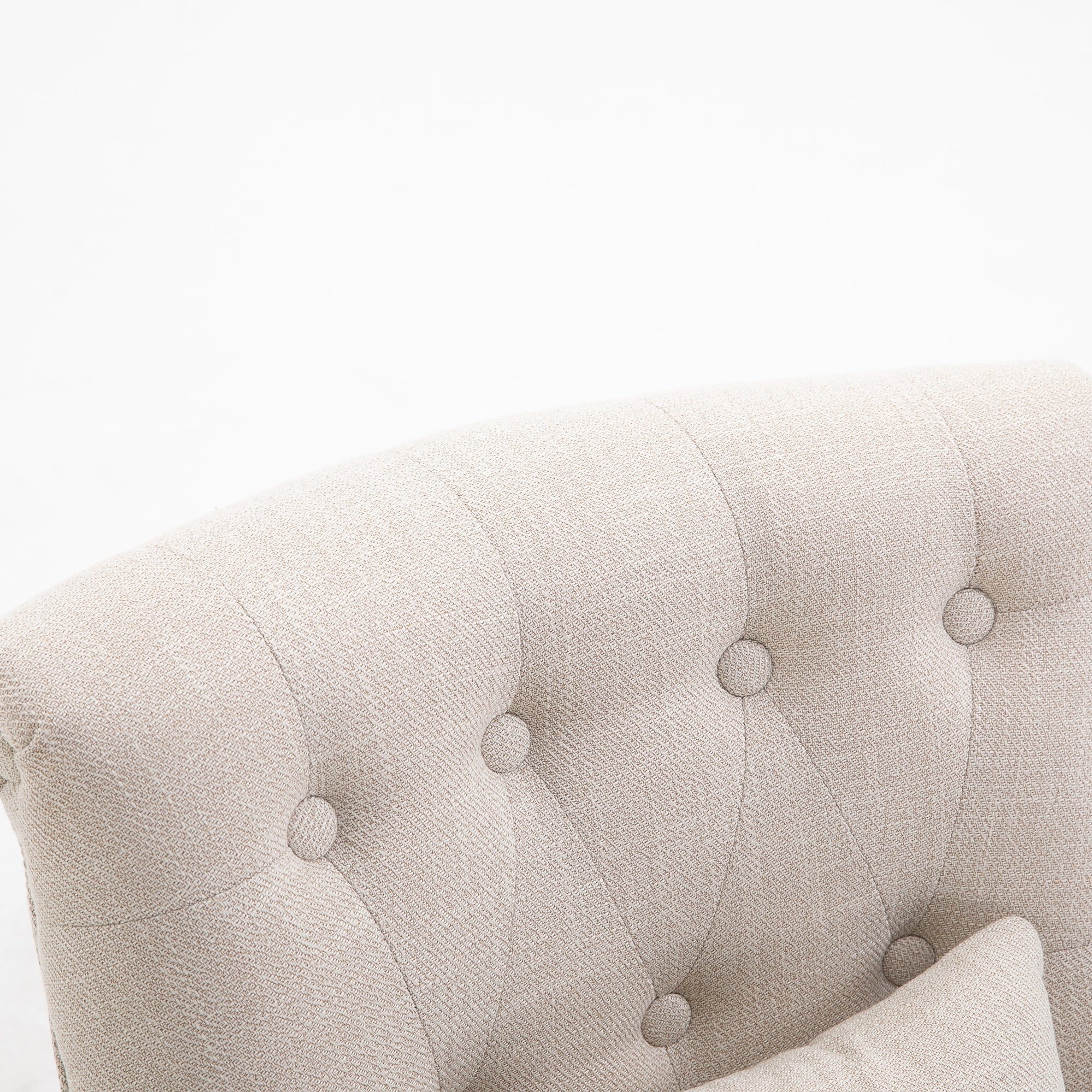 Armchair Living Room Relax Armchair Lounge Armchair Recliner with Back Pillow, Wooden Legs, Reading Armchair with Linen Look, Upholstered Armchair for Bedroom, Cream