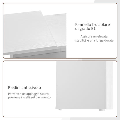 Corner Desk for Study and Office with 2 Drawers and 2 Shelves, Modern Wood Desk, 117x82x74 cm, White