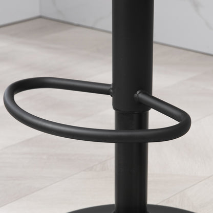 Set of 2 Bar Stools with Adjustable Height 85-106cm and Footrest, High Stools for Kitchen and Living Room with Swivel Seat in Faux Leather, Black