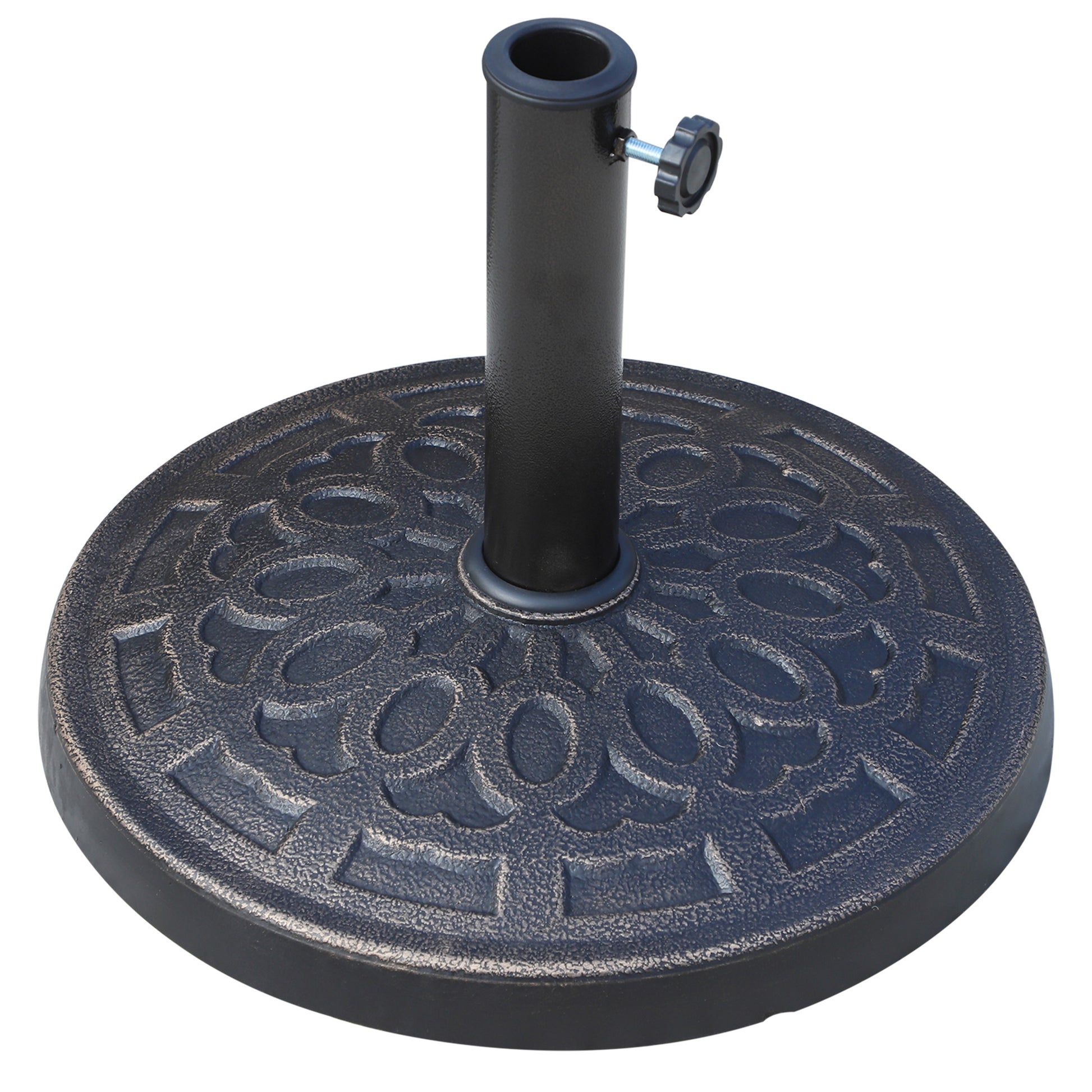 Garden Umbrella Base Net Weight 12 kg Round Resin Parasol Stand for 38mm/48mm Poles for Terrace Outdoor Patio Ø44x34 cm Bronze