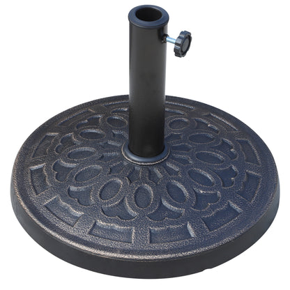Garden Umbrella Base Net Weight 12 kg Round Resin Parasol Stand for 38mm/48mm Poles for Terrace Outdoor Patio Ø44x34 cm Bronze