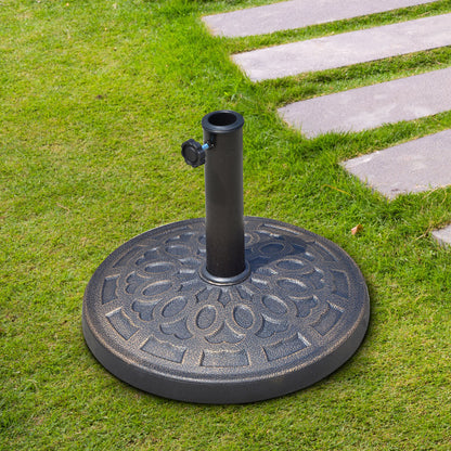 Garden Umbrella Base Net Weight 12 kg Round Resin Parasol Stand for 38mm/48mm Poles for Terrace Outdoor Patio Ø44x34 cm Bronze