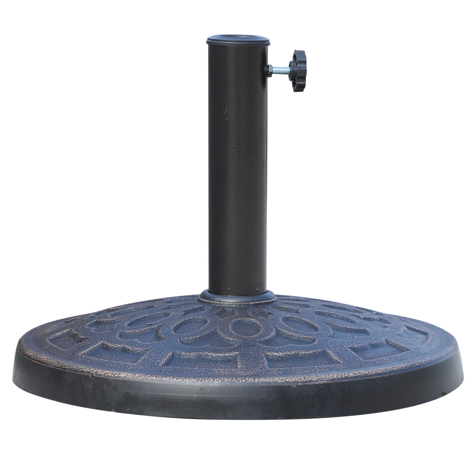 Garden Umbrella Base Net Weight 12 kg Round Resin Parasol Stand for 38mm/48mm Poles for Terrace Outdoor Patio Ø44x34 cm Bronze