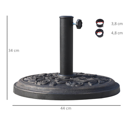Garden Umbrella Base Net Weight 12 kg Round Resin Parasol Stand for 38mm/48mm Poles for Terrace Outdoor Patio Ø44x34 cm Bronze