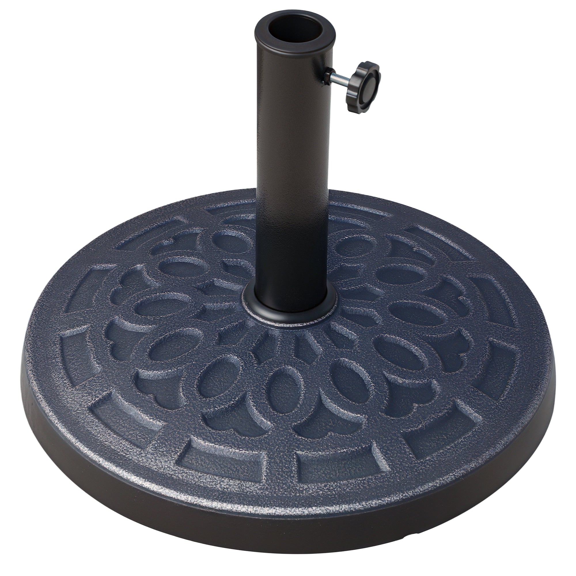 Garden Umbrella Base Net Weight 12 kg Round Resin Parasol Stand for 38mm/48mm Poles for Terrace Outdoor Patio Ø44x34 cm Bronze