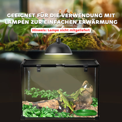 Terrarium for Reptiles Reptile Feeding Box Glass Terrarium Amphibians Arachnids with Thermometer Reptile Breeding Box Metal Black 50 x 30 x 35 cm