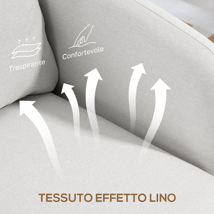 Modern Living Room Armchair, Bedroom and Living Room Armchair in Fabric with Wide Seat and Thick Padding with Pocket Springs, Cream White