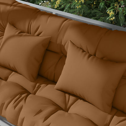 4-Piece Seat Cushion Set, 59.1 x 19.7 in Water-Resistant Bench Cushions with Ties, Tufted 3.9 in Thick Padding for Swing, Home, Garden, Sofa — Tan