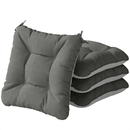 4-Pack Outdoor Chair Cushions with Ties & Non-Slip Back, Water-Resistant, UV30+ Protection, 15.6 x 15.6 x 4 in (39.5 x 39.5 x 10 cm) — Dark Gray