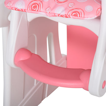 2-in-1 Baby High Chair for 6 Months to 6 Years Convertible into a Multifunctional Adjustable Table and Chair in 3 Positions High Padded Backrest with 2 Removable Trays 57x59x105 cm Pink