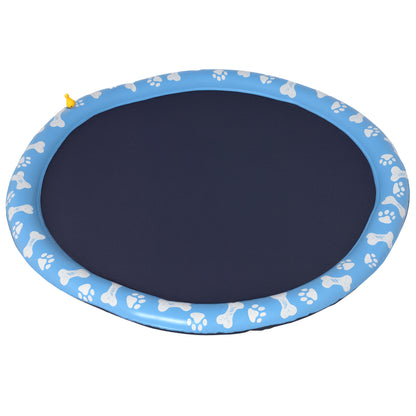 170 cm Sprinkler Mat Dog Inflatable Splash Pad Non-Slip Water Play Mat Water Mat Play Mat Splash Pool Water Sprinkler Dog Pool for Pets Summer Garden