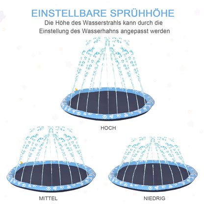 170 cm Sprinkler Mat Dog Inflatable Splash Pad Non-Slip Water Play Mat Water Mat Play Mat Splash Pool Water Sprinkler Dog Pool for Pets Summer Garden