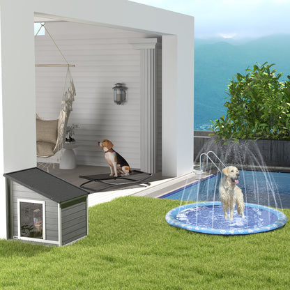 170 cm Sprinkler Mat Dog Inflatable Splash Pad Non-Slip Water Play Mat Water Mat Play Mat Splash Pool Water Sprinkler Dog Pool for Pets Summer Garden