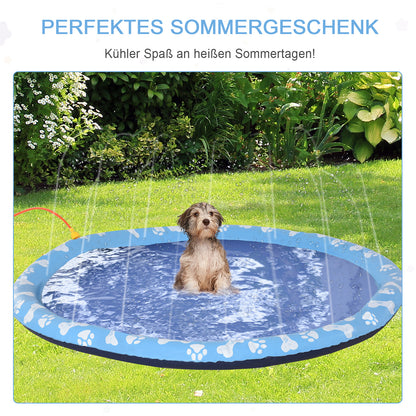 170 cm Sprinkler Mat Dog Inflatable Splash Pad Non-Slip Water Play Mat Water Mat Play Mat Splash Pool Water Sprinkler Dog Pool for Pets Summer Garden
