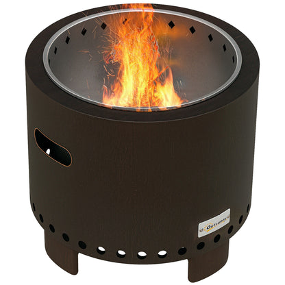 Fire Bowl, Smokeless Table Fire, Ø45 cm Fire Pit with Handle, Poker, Fire Basket for Garden, Camping, Patio, Metal, Black