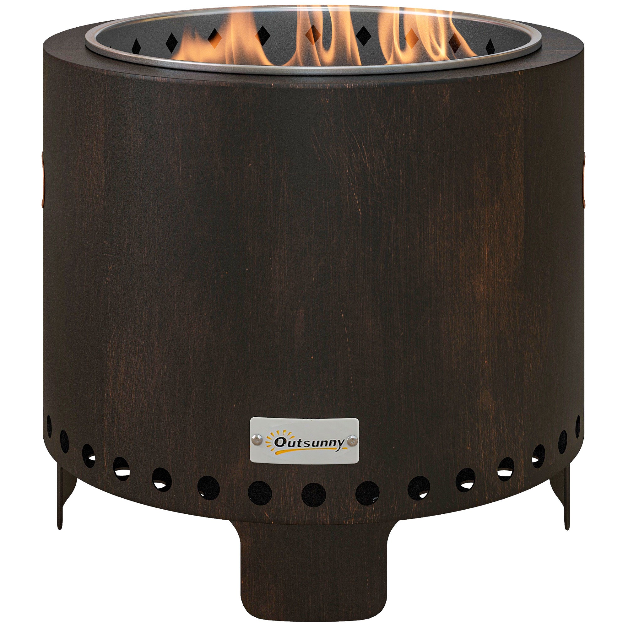 Fire Bowl, Smokeless Table Fire, Ø45 cm Fire Pit with Handle, Poker, Fire Basket for Garden, Camping, Patio, Metal, Black