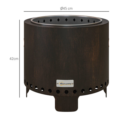 Fire Bowl, Smokeless Table Fire, Ø45 cm Fire Pit with Handle, Poker, Fire Basket for Garden, Camping, Patio, Metal, Black