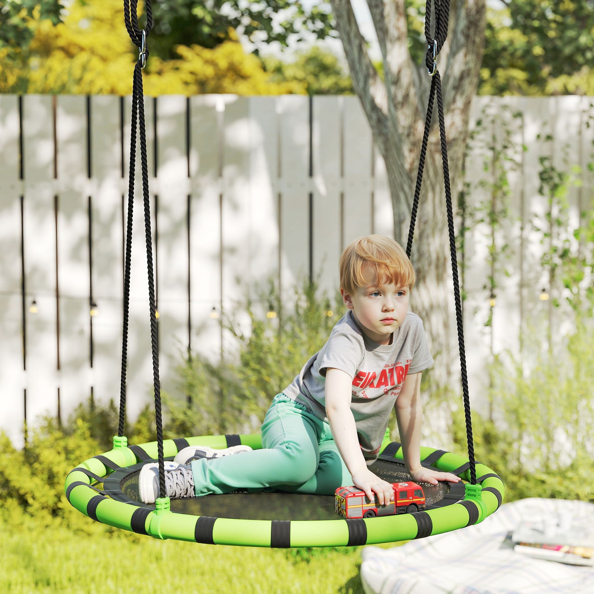 Nest Swing Ø100 cm Plate Swing Height Adjustable Garden Swing up to 150 kg load-bearing Durable & Weatherproof Children's Swing Hanging Swing Outdoor Indoor for Kids and Adults