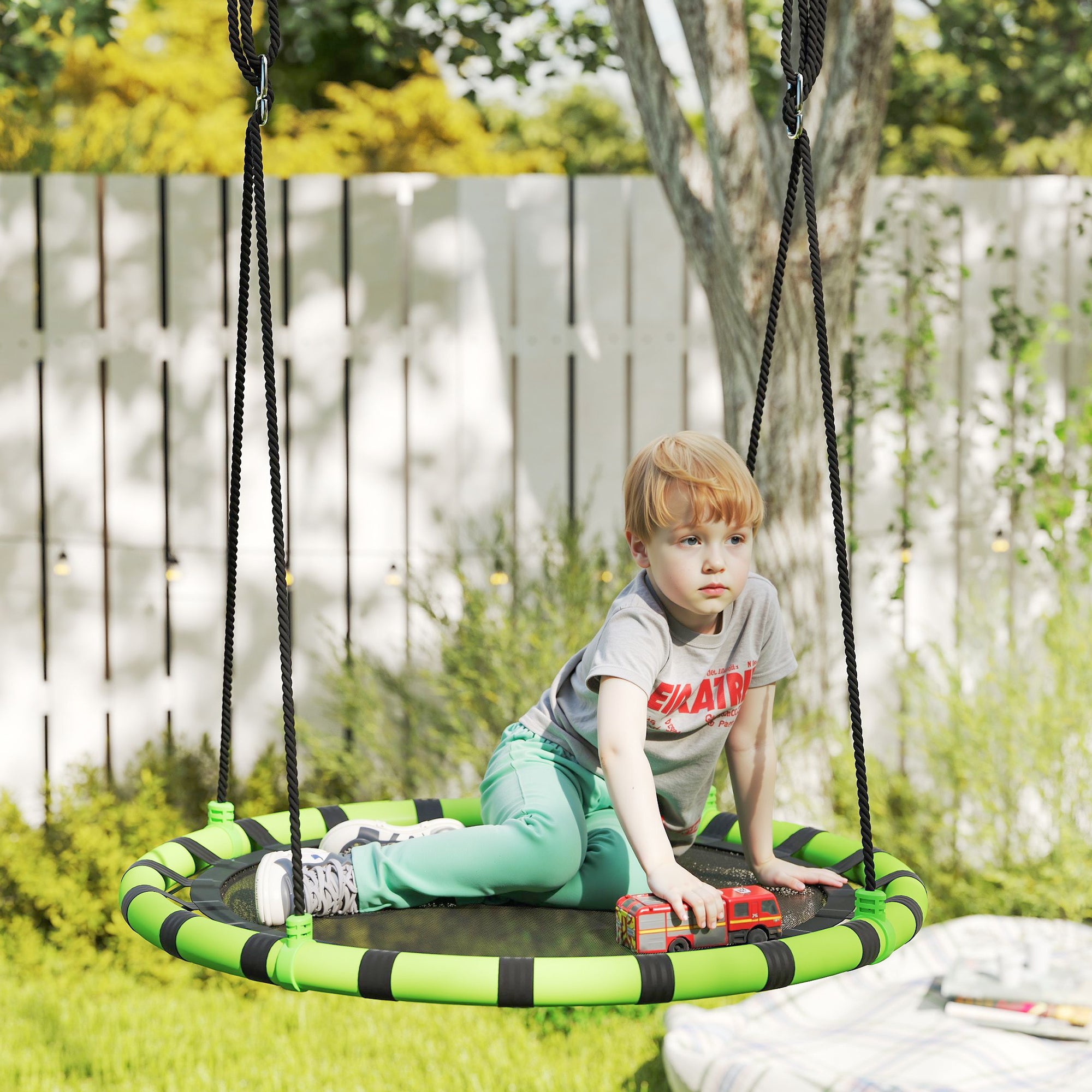 Nest Swing Ø100 cm Plate Swing Height Adjustable Garden Swing up to 150 kg load-bearing Durable & Weatherproof Children's Swing Hanging Swing Outdoor Indoor for Kids and Adults