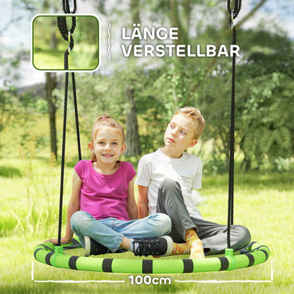 Nest Swing Ø100 cm Plate Swing Height Adjustable Garden Swing up to 150 kg load-bearing Durable & Weatherproof Children's Swing Hanging Swing Outdoor Indoor for Kids and Adults