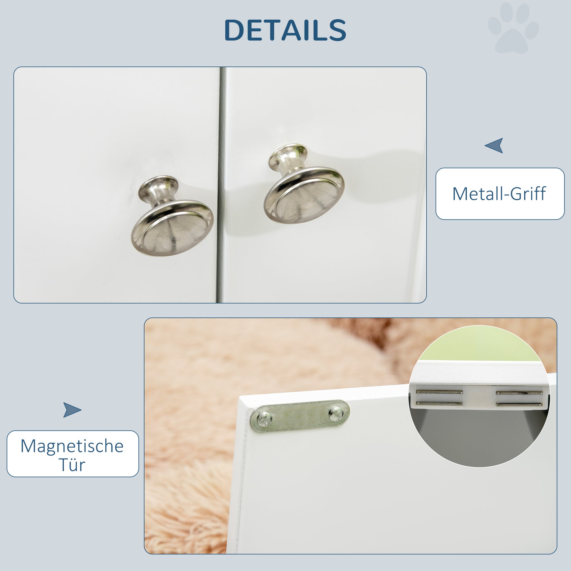 Elevated Dog Bowl Feeding Station with Storage Water Bowl 2 x 2000ml Stainless Steel Bowls Feeding Bowl Dog Bowls Feeding Station for Large Dogs Cats White