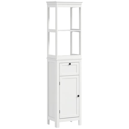 Bathroom Column Cabinet with Drawer Door Adjustable Shelf and 2 Compartments Modern Bathroom Cabinet 40x30x165 cm White
