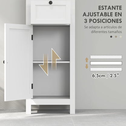 Bathroom Column Cabinet with Drawer Door Adjustable Shelf and 2 Compartments Modern Bathroom Cabinet 40x30x165 cm White