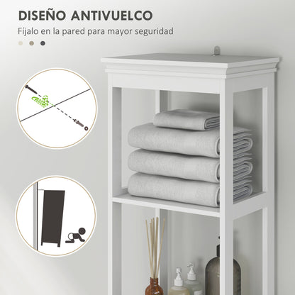 Bathroom Column Cabinet with Drawer Door Adjustable Shelf and 2 Compartments Modern Bathroom Cabinet 40x30x165 cm White