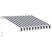 Retractable Awning 2.5x2m with Manual Crank, Outdoor Sunshade Awning in Aluminum and Polyester Fabric, 280 g/m², UV50+, Blue and White